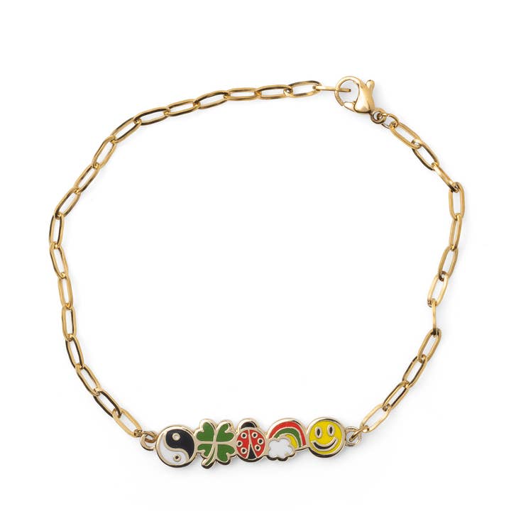 Lucky Charms Armband – 18k vergoldeter Emaille-Schmuck für den Großhandel von Yellow Owl Workshop