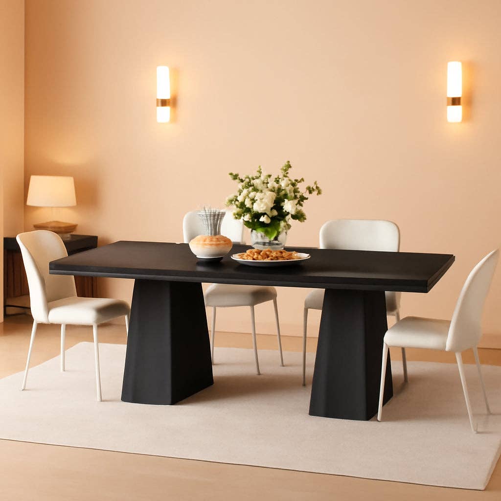 Wooden Dining Table for 6 with Heavy Duty Legs Black for wholesale on Faire0