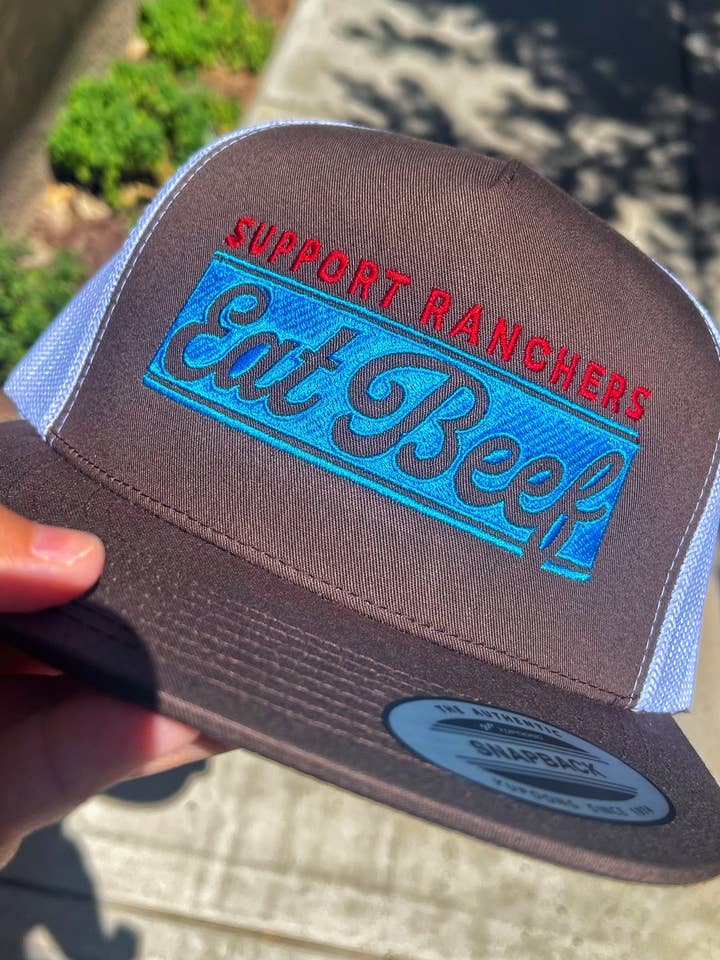 Support ranchers eat beef  hat for wholesale by Buckin Barn Wholesale