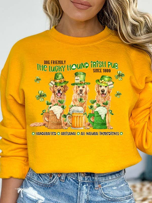 St Patrick's Day Sweatshirt Lucky Hound Irish Pub 492223 for wholesale by Cali Boutique Wholesale