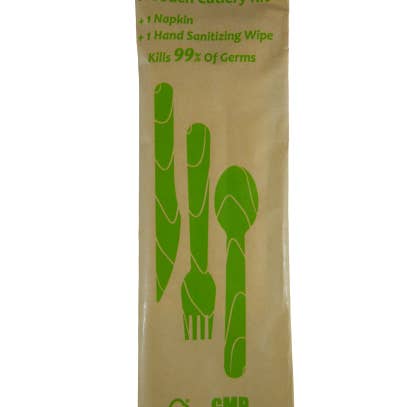 Green Marble Club - Wholesale Assorted Cutlery Set - Green Marble (5 item) Disposable Wood Cutlery Kit