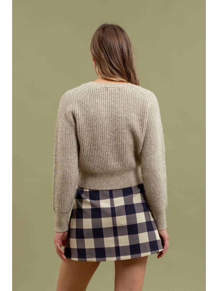 The Workshop Studio - Wholesale Cardigan - Women's - CREW PEARL BUTTON DOWN KNIT CARDIGAN