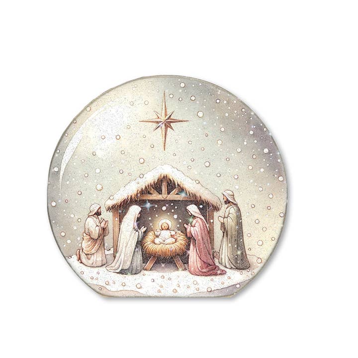 Jarmz Designs - Wholesale Snow Globe - SNOWGLOBE SITTER NATIVITY SCENE (WITH GLITTER)