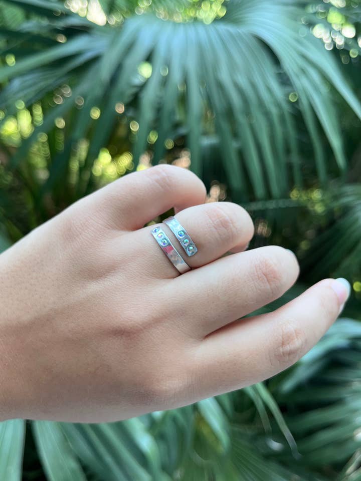 Textured w/ Multi Stone Inlays Thin Wrap Ring for wholesale by The Imprint Duo