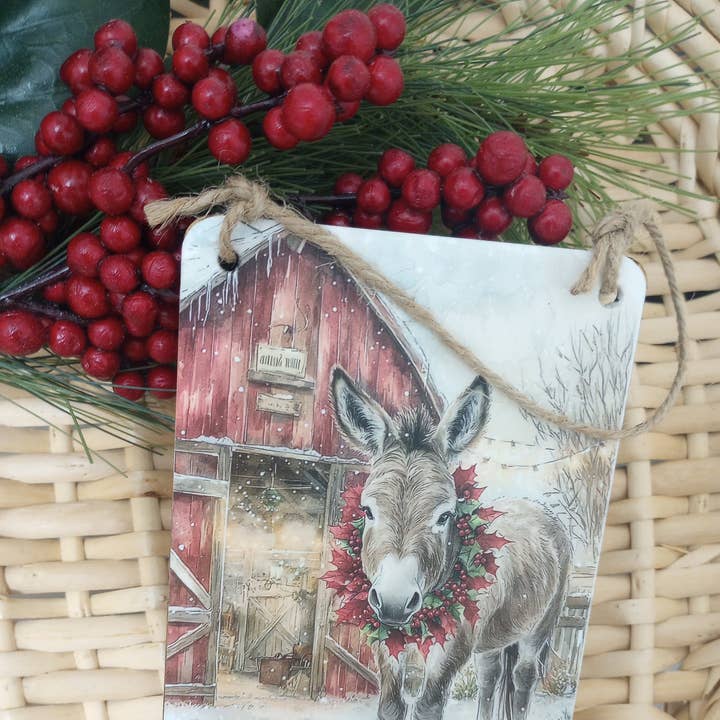 Bluegrass Burlap Co - Wholesale Ornament - Christmas at the Olde Red Barn Ornament - Donkey = Jack0