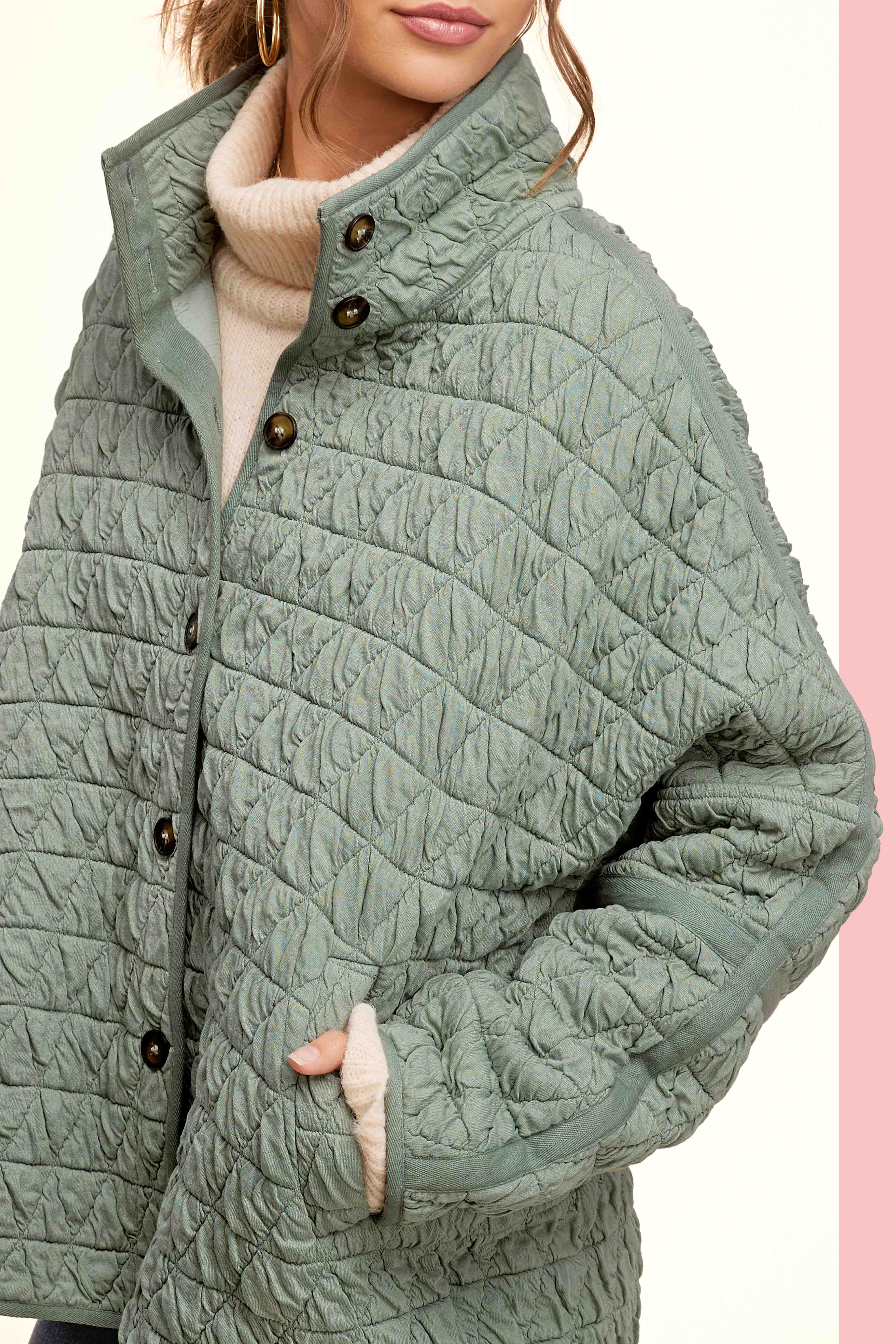 La Miel - Vendita all'ingrosso Giacca - Donna - Giacca trapuntata morbida oversize con bottoni JKT178716