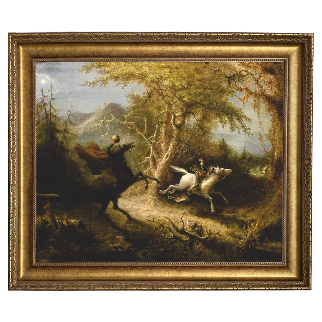 Madison Bay Co. - Historical Home Decor Reproductions - Wholesale Schilderen/Tekenen - Schilderijafdruk van de Ruiter zonder Hoofd die Ichabod Crane Achtervolgt16