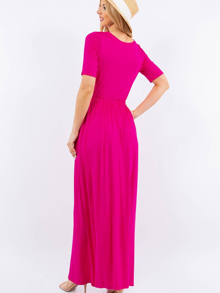 Celeste Clothing - Wholesale Dress - Women's - PLUS SIZE MODEST MAXI DRESS WITH POCKETS -CD23411T-PL27