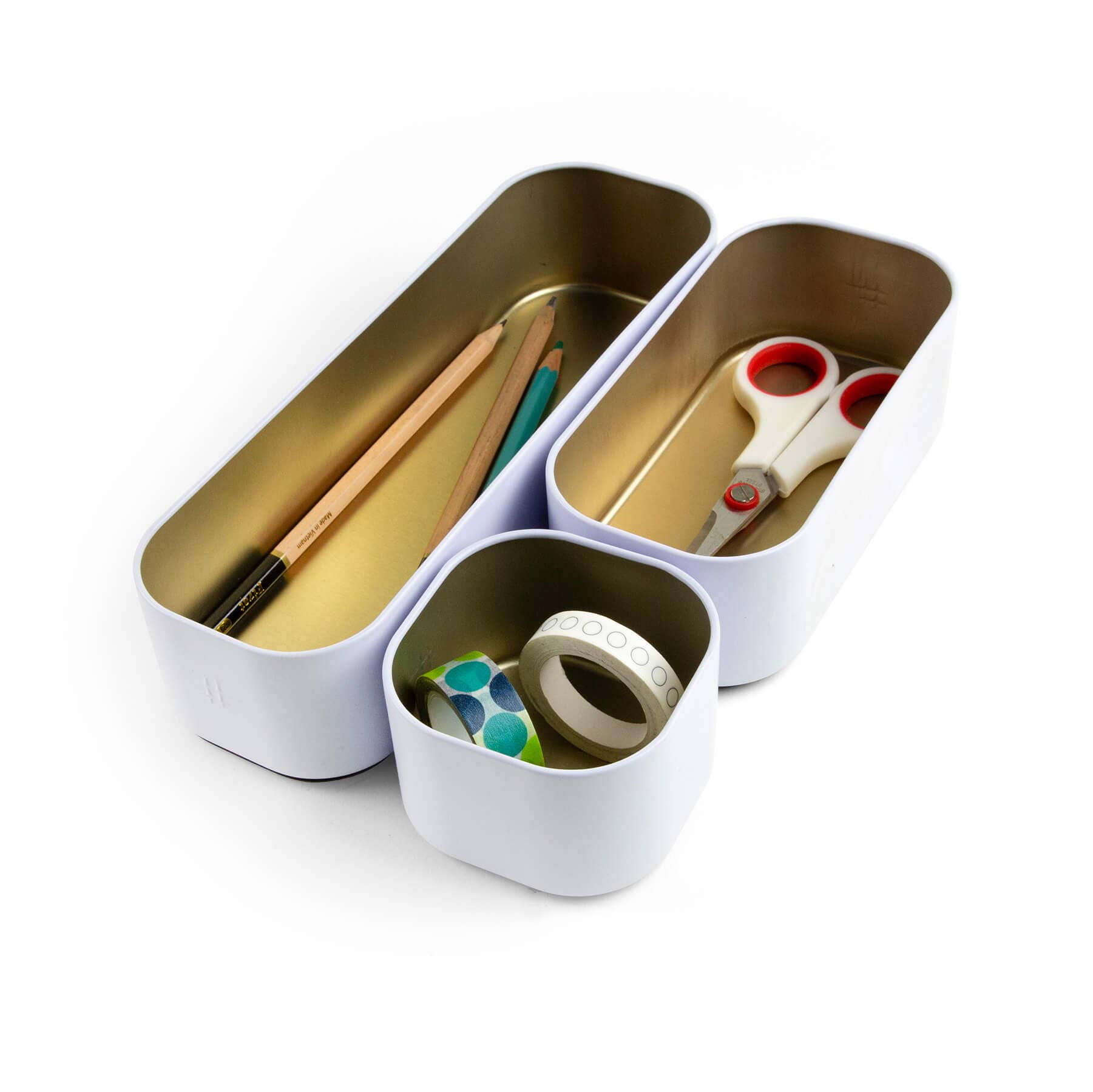 Three by Three Seattle - Wholesale Drawer Organizer - metal stacking bins + drawer organizers sets of 3 small 2"11