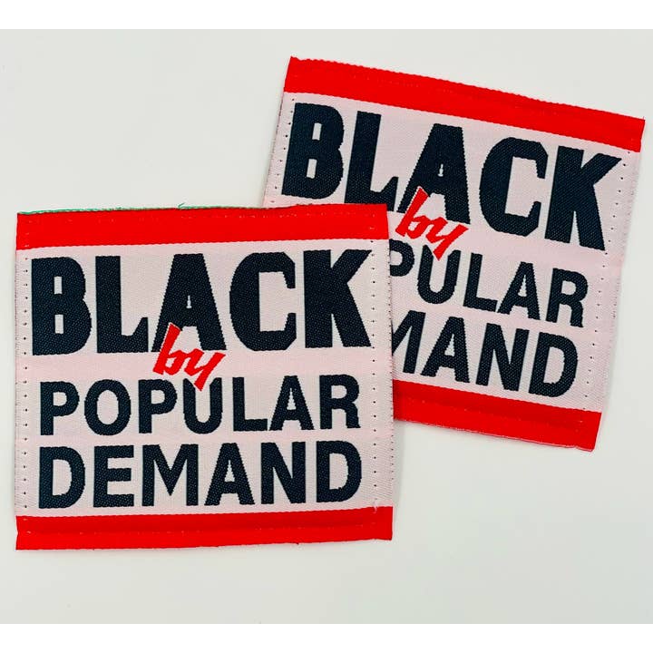 Black By Popular Demand® Vintage 2x3 Iron-on White Patch for wholesale by HGC Apparel LLC