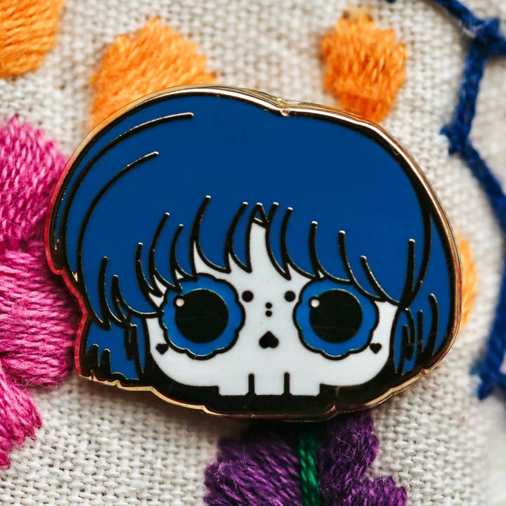 Akane Tendo Skull Gold Plated Hard Enamel Pin for wholesale by Chiqui Art