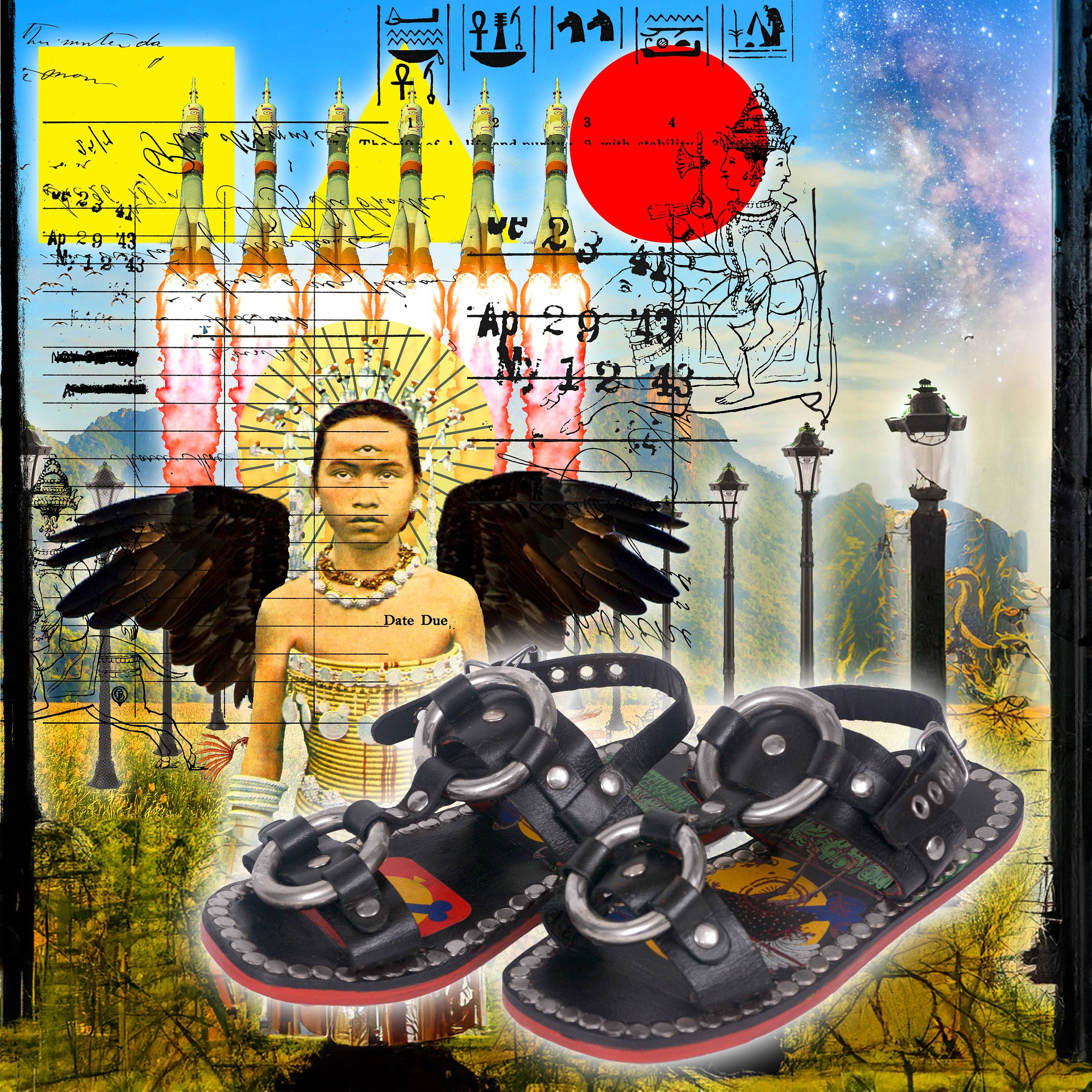 Bønes and Balløøns - Vendita all'ingrosso Sandali - Unisex - Sandali in pelle rivettata unisex neri fatti a mano1