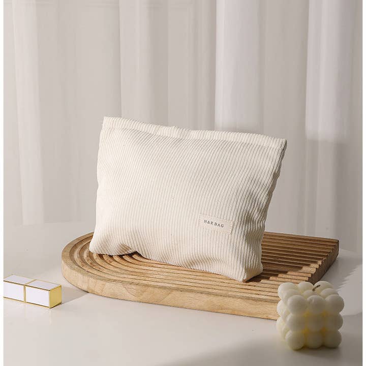 Dipped Shop - Wholesale Makeup/Cosmetic Bag - Simple Solid Color Corduroy Cosmetic Bag DPB1023