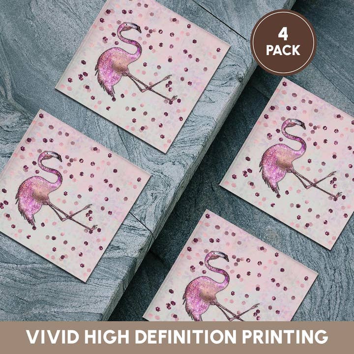 3dRose - Wholesale Coasters - 3dRose, Image of Shimmering And Glittering Flamingo Bird, Coaster5