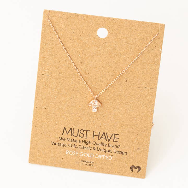 Fame Accessories - Wholesale Pendant/Charm Necklace - Mini Mushroom Pendant Necklace