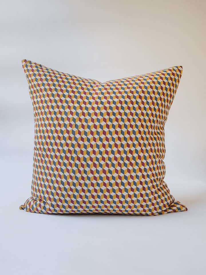 Tanya - Hand Block-printed Linen Pillowcase for wholesale by Soil to Studio