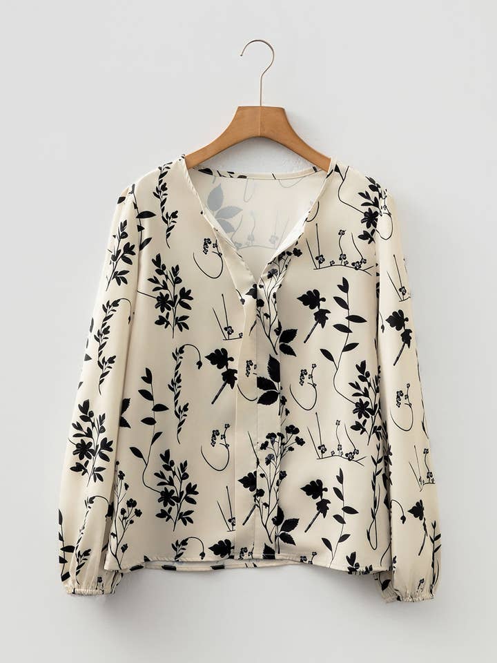 Khaki Abigail Long Sleeve Blouse Long Sleeve Top for wholesale on Faire