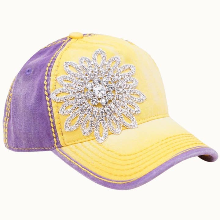 Olive & Pique - Vente Casquette de baseball – femme - Casquette bicolore Sunflower Bejeweled Glitz, ajustable1