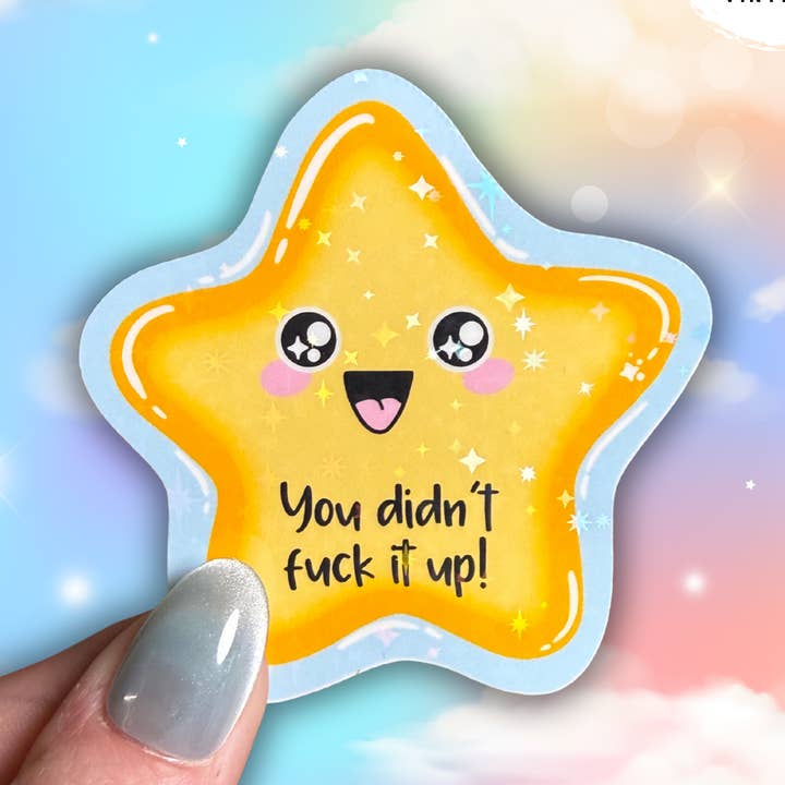 Snarky gold star holographic sticker for wholesale by Crafty Baker Designs