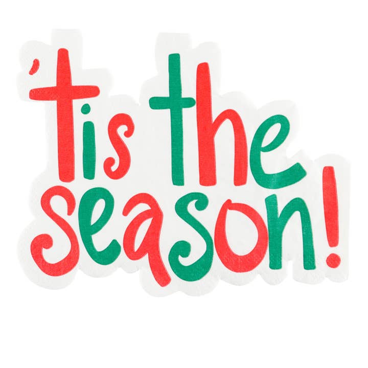 $4.00 min 12 TIS THE SEASON DIECUT BEVERAGE NAPKIN ..16 pcs per pkg for wholesale by LUX FRAGRANCES