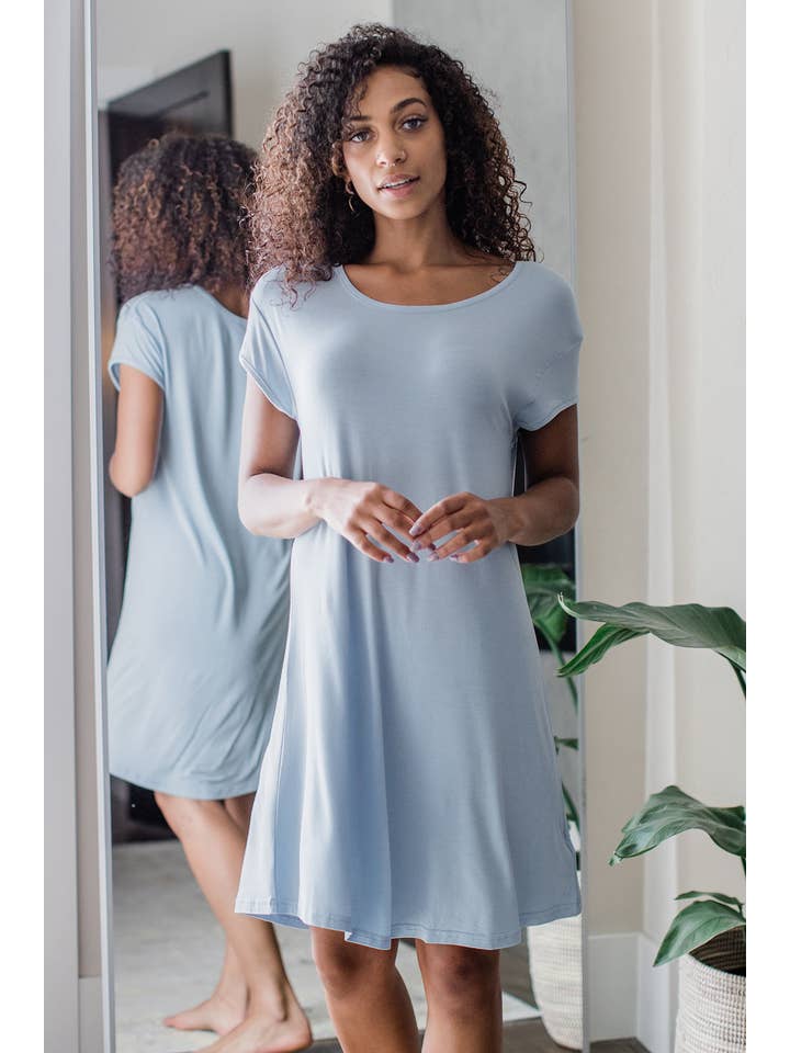 YALA – Camisa de noite – Mulher por atacado – CAMISOLA DE BAMBU DE GRANDES DIMENSÕES COM MANGA DE BONÉ PENELOPE4