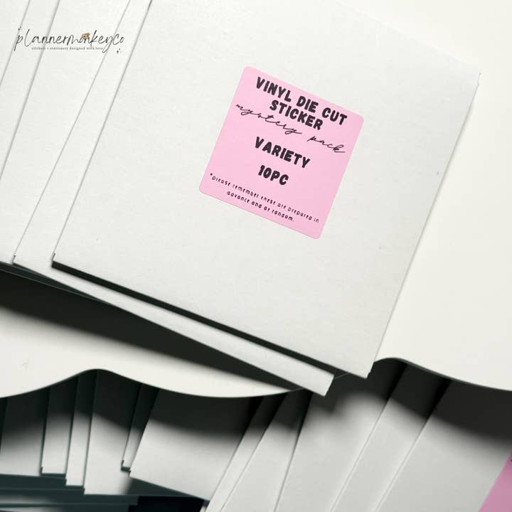 Pack Mystère d'Autocollants Découpés en Vinyle Variés (10PC) pour la vente par Plannermonkeyco