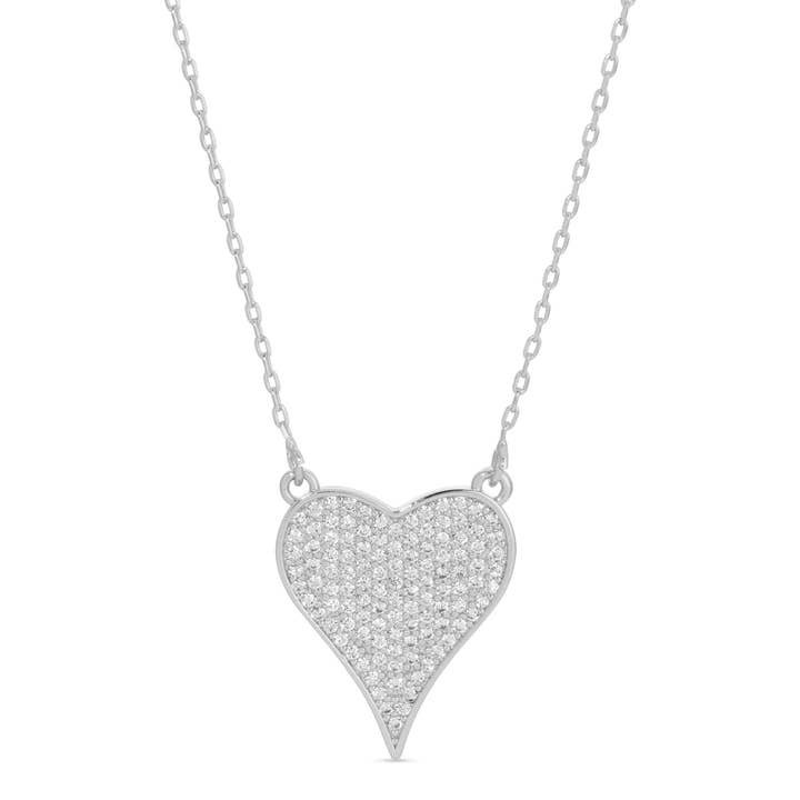 Splendid Iris - Wholesale Pendant/Charm Necklace - Pave Heart Necklace5