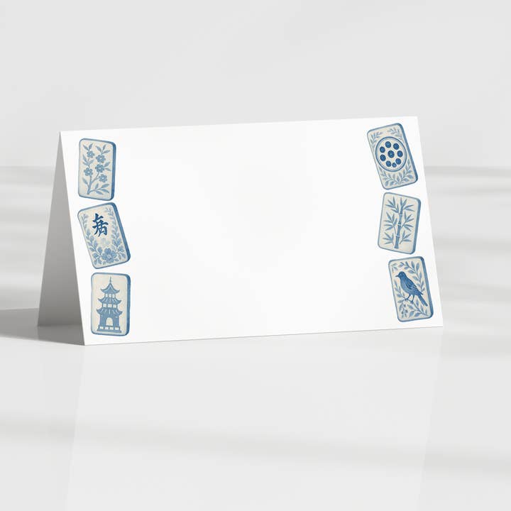 Mahjong Chinoiserie Watercolor Place Cards for wholesale by Design Carolinas