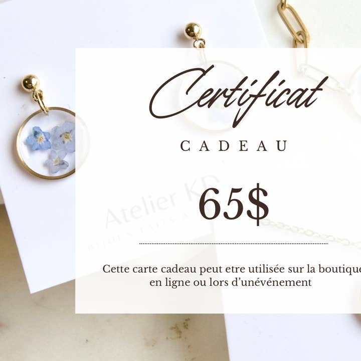 Gift card for wholesale by Kimberley Dubé Atelier