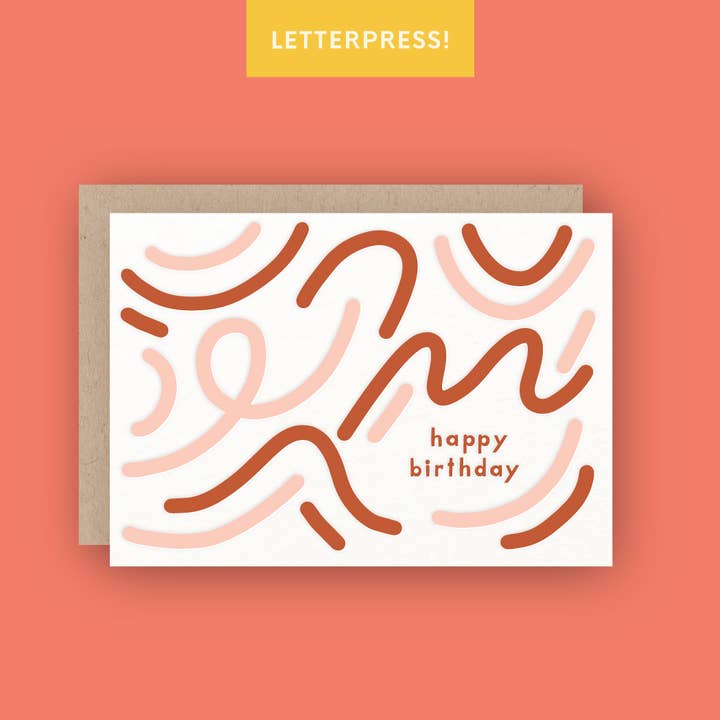 Half Pint Studio - Vendita all'ingrosso Biglietti di auguri - Biglietto di Auguri di Buon Compleanno con Stampa Tipografica Squiggle