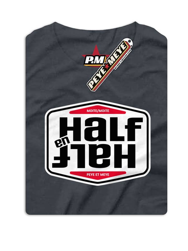 Unisex T-shirt "Half en Half" voor wholesale door Peye et Meye