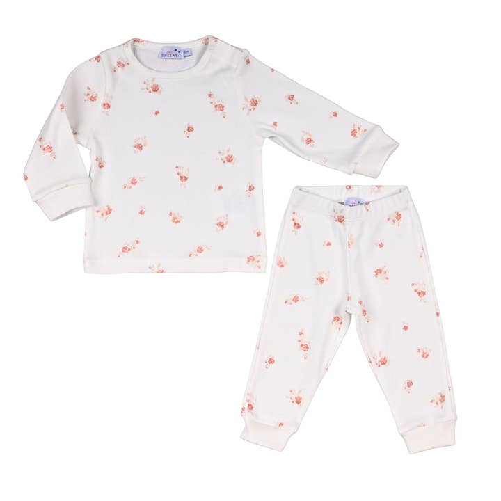 Bebe Sweeny - Vente Haut et bas de pyjama – enfant - LEHANE | Pyjama ivoire et rose à imprimé fleuri pour filles