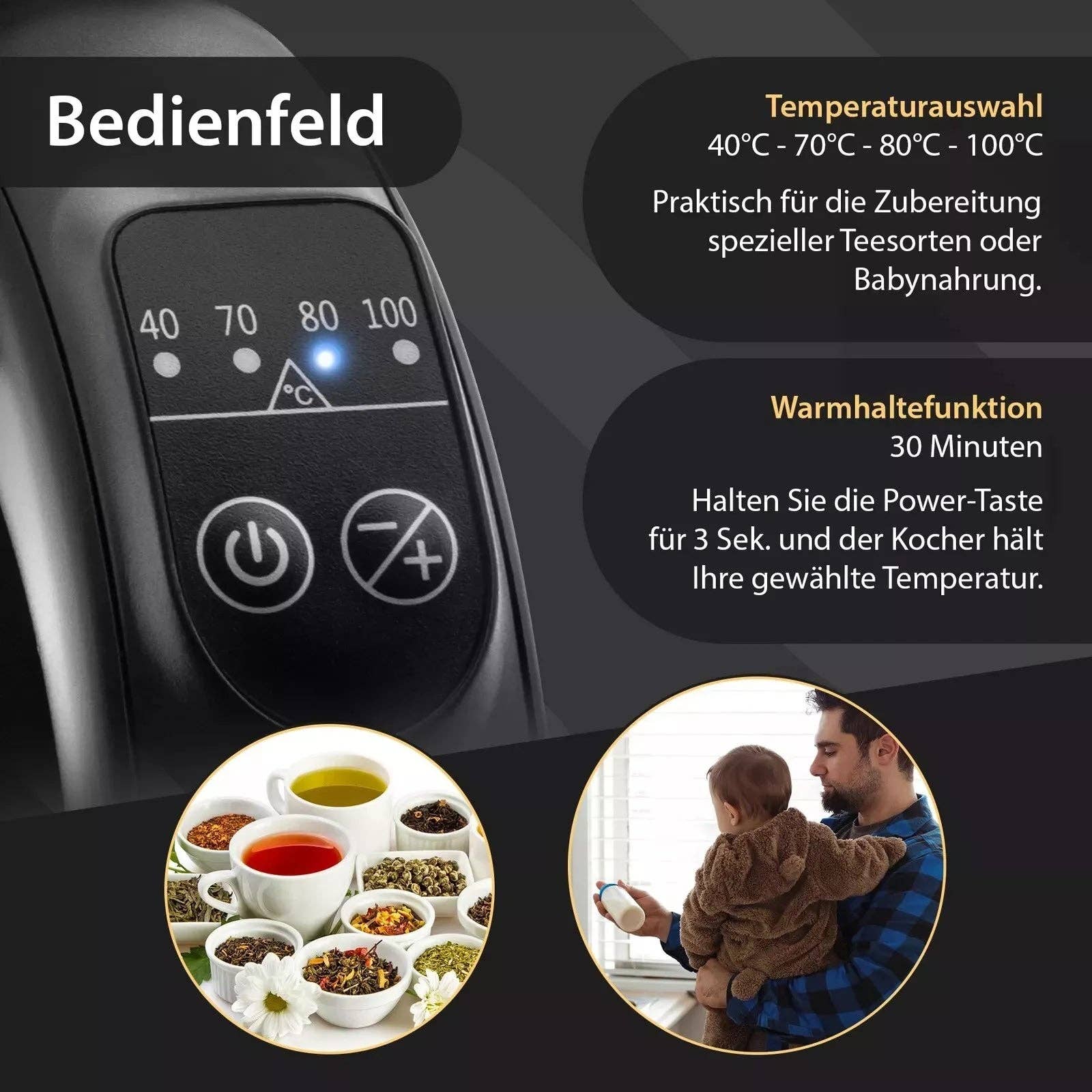 Biomatea - Wholesale Kitchen Appliance - Maris Glass Kettle 1.7L with Removable Tea Strainer Temperature Setting2