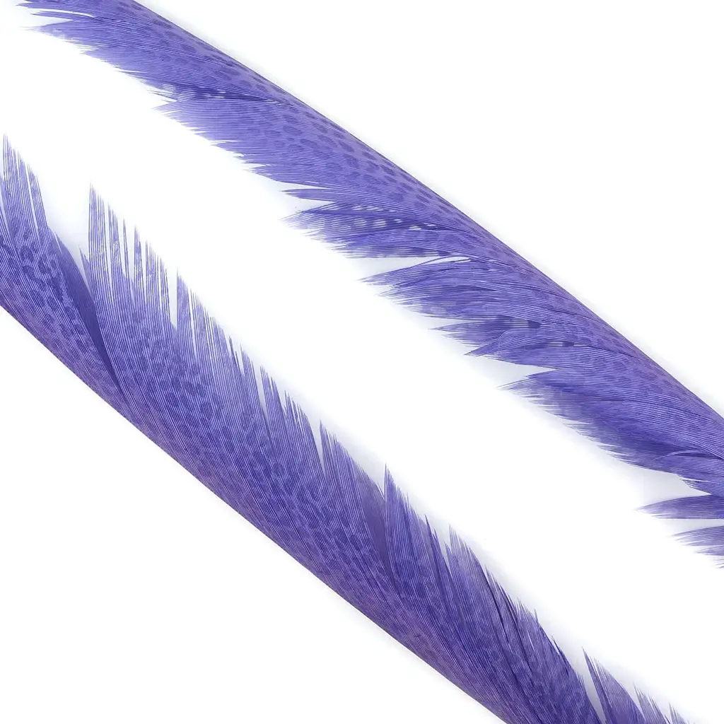 Zucker Feather Products - Venta al por mayor Plumas - Colas centrales de faisán doradas teñidas de lila2