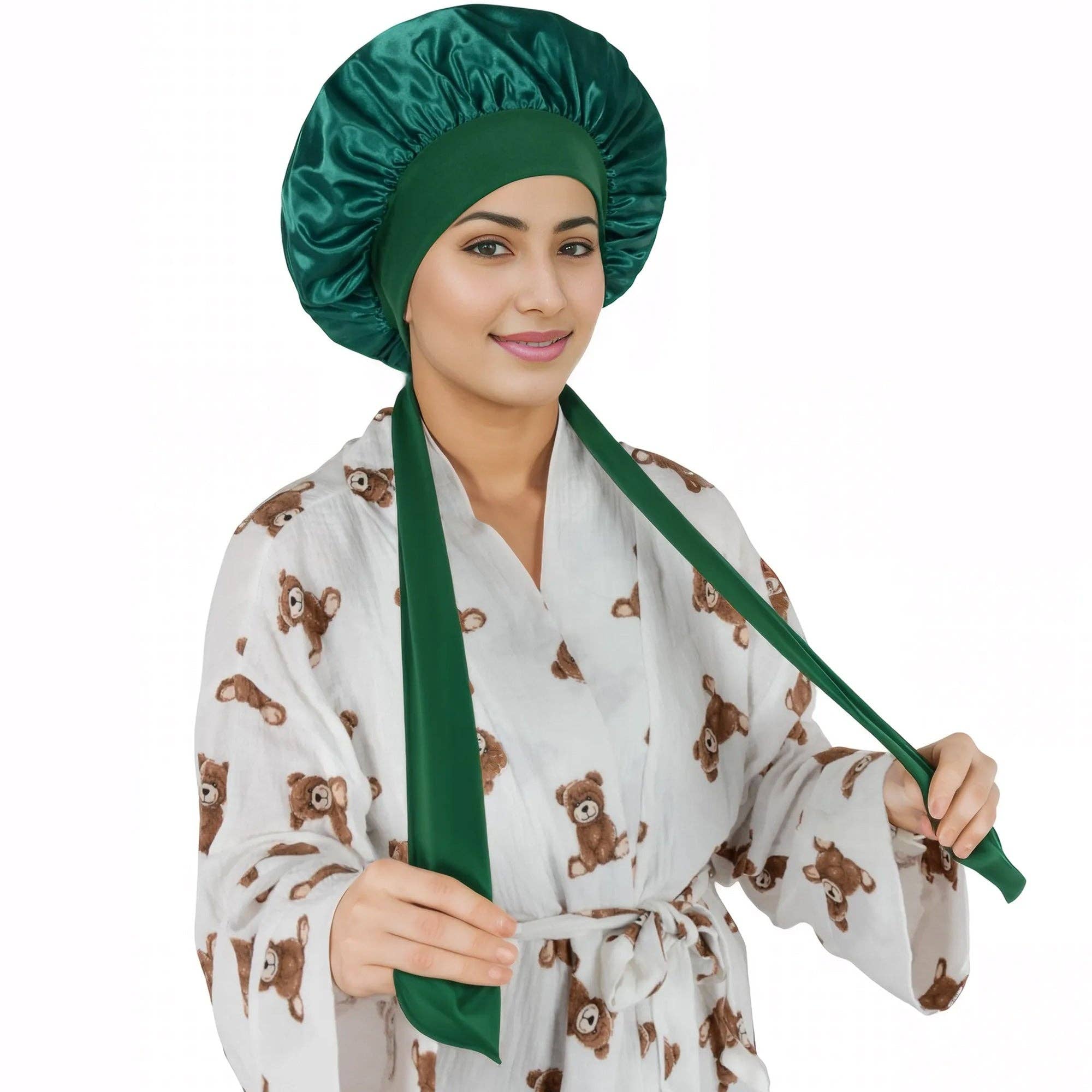AK Brand - Vente Bonnet de nuit – femme - Bonnet en soie doublé satin avec long ruban à nouer18