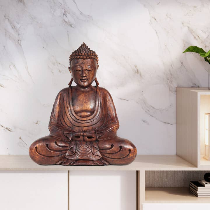 Natures Artifacts Inc – wholesale Sculpture – Large Meditation Buddha Statue (Hand carved in Bali)