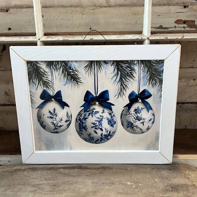 JanMichaels Art & Home - Vente Enseigne murale - HMK352L Trois ornements bleus5