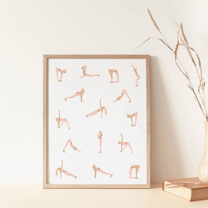 Blonde Yoga Ladies Art Print for wholesale by Sabina Fenn