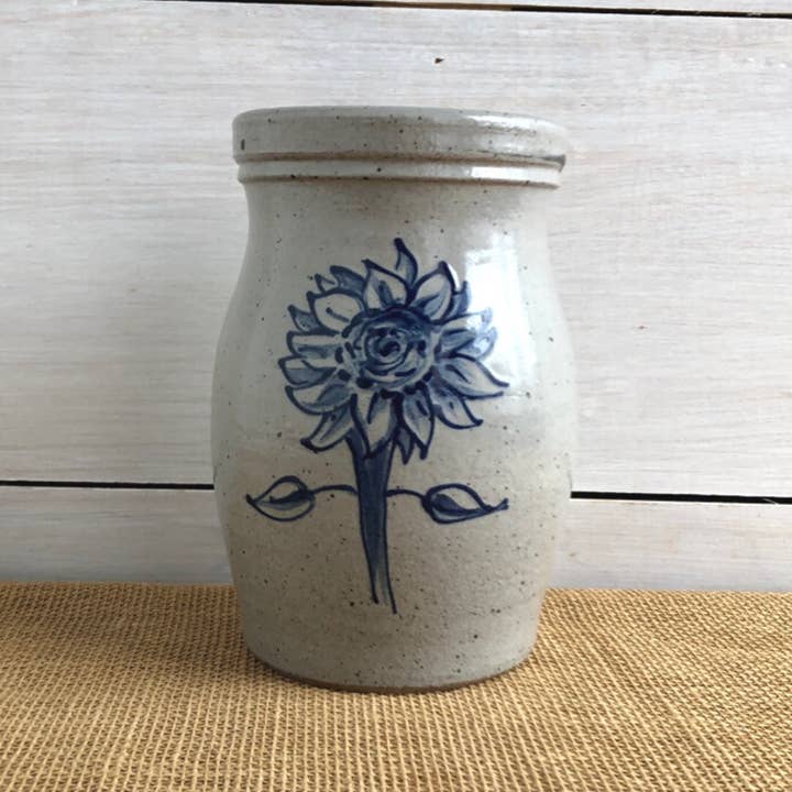 Sunflower Utensil Jar for wholesale by Rowe Pottery