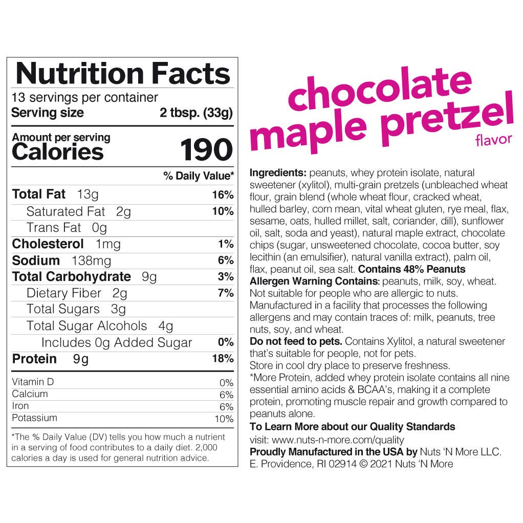 Nuts 'N More - Vente Beurres de noix - Tartinade au beurre d'arachide riche en protéines bretzel au chocolat7