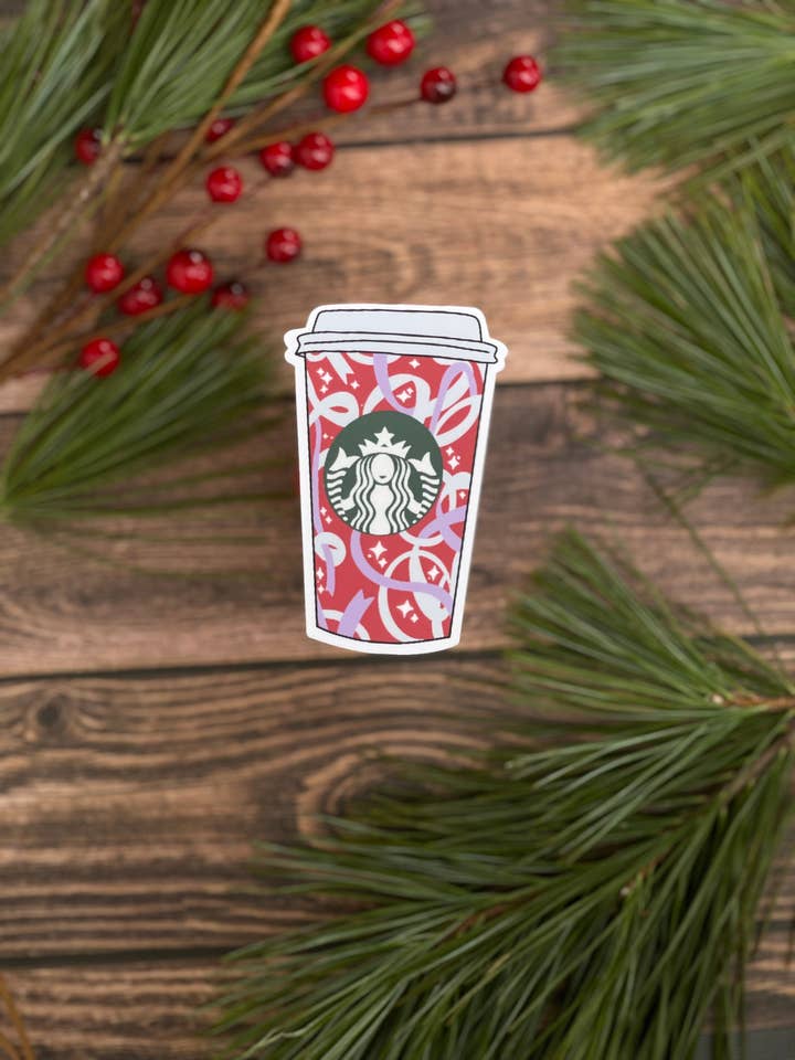 Starbucks Cup Sticker | Starbucks Holiday Cup Sticker | Coffee Sticker | Starbucks Holiday | Christmas Sticker for wholesale by Wild Moon Crafted