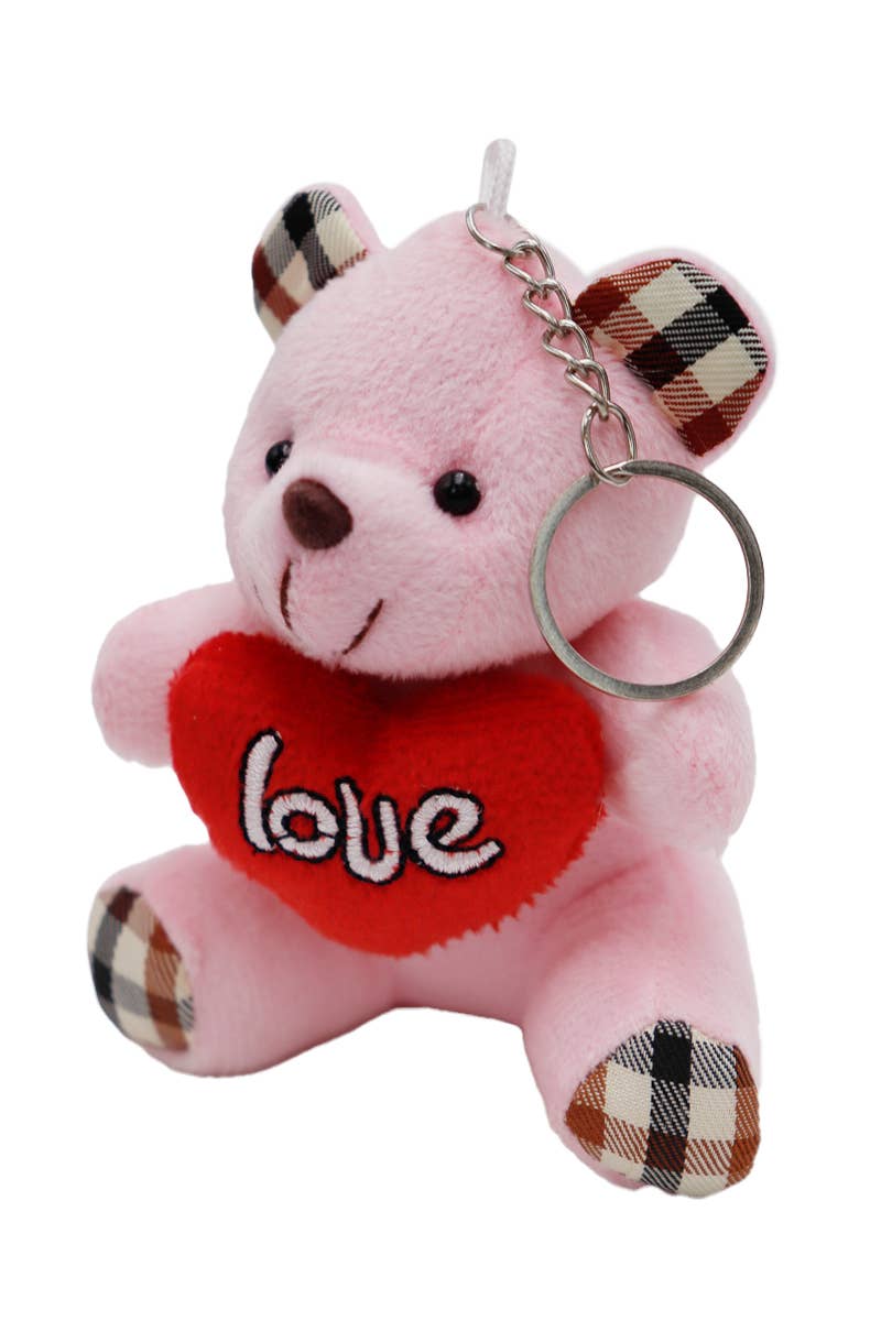 Cap Zone - Wholesale Keychain – Women's - Mini Love Heart Teddy Bear Plush Keychain6