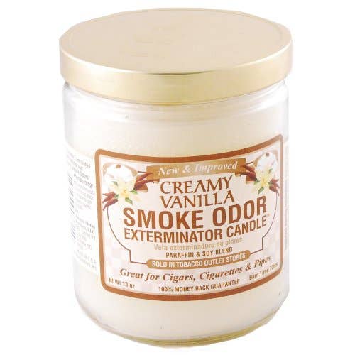 Shop The King - Wholesale Jar/Filled Candle - Smoke Odor Exterminator 13 oz Jar Candle Creamy Vanilla 13oz Smokers Candle
