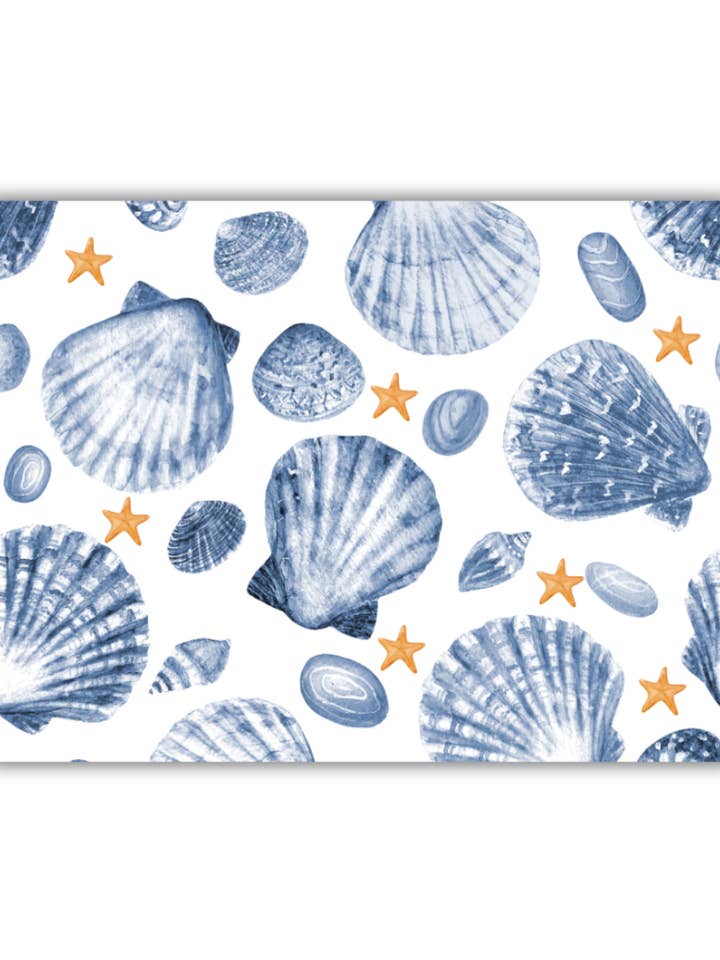 Blue Sea Shells Notecards for wholesale by Be Amazing Paper Company