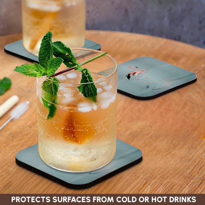 3dRose – Base de copos por atacado – 3dRose, Flamingo Cor-de-Rosa a Caminhar em Água Calma, Base para Copos9