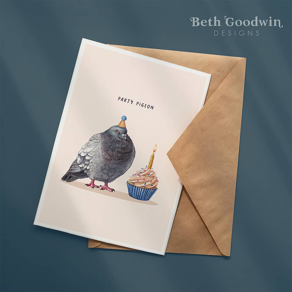 Beth Goodwin Designs – wholesale Birthday card – Party Pigeon  | Funny Birthday Card | Greetings Cards0