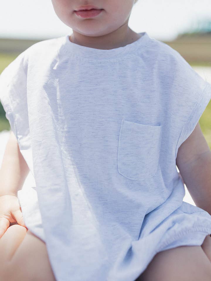 Winnie + Crew - Wholesale Romper - Kids - Benny Sleeveless Romper in Heather Grey