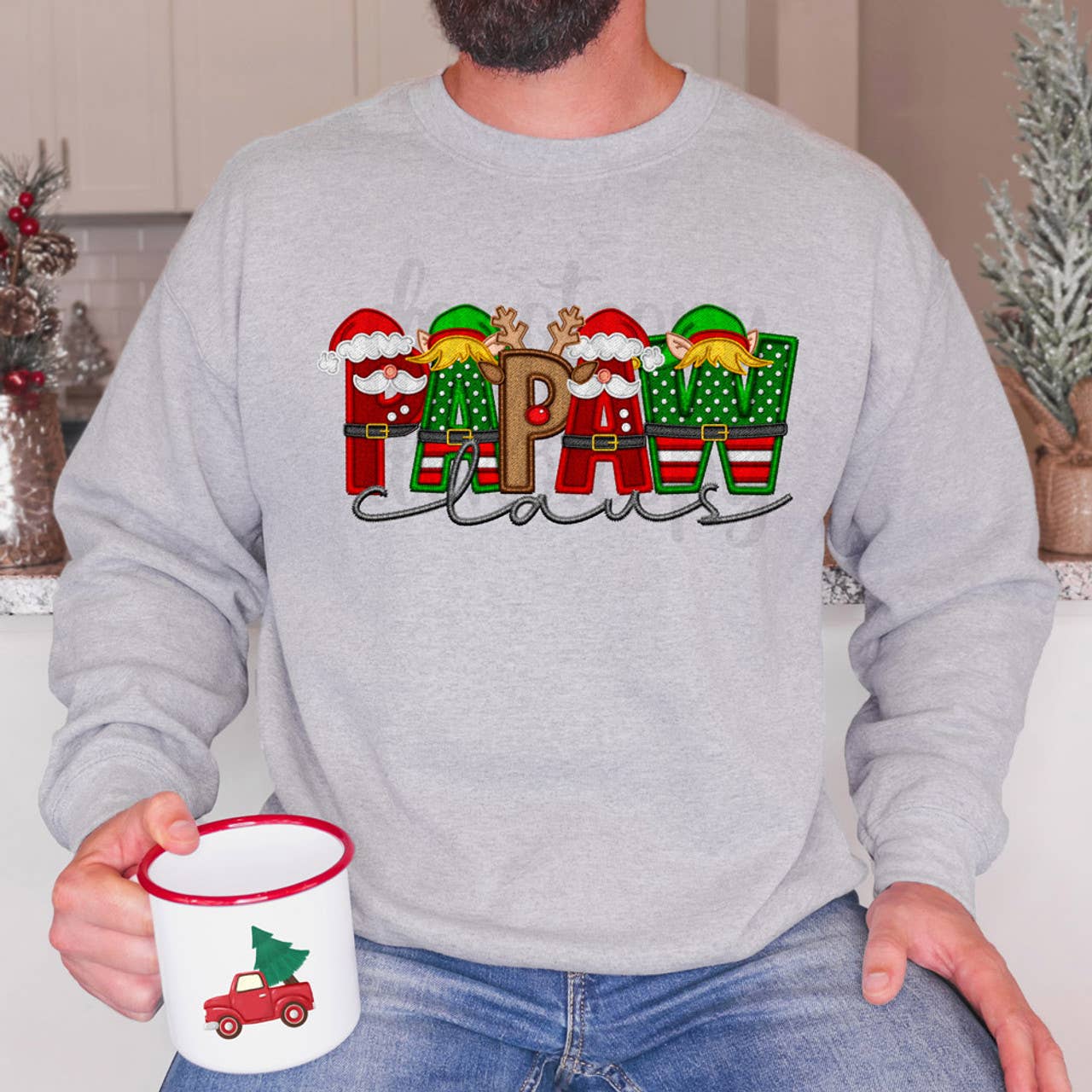 Trendy Transfers - Wholesale Sublimation Transfer - Papaw Claus Faux Embroidery DTF Heat Transfer0