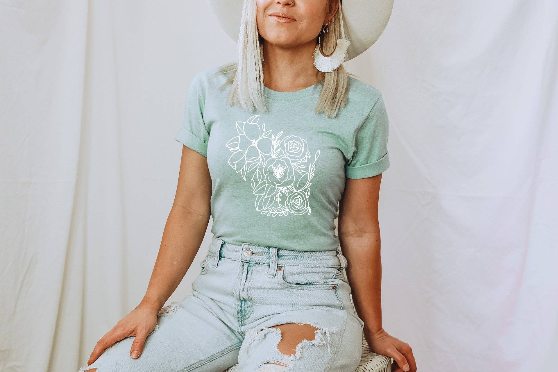 Autumn Rose Co. - Wholesale Screen Printed T-Shirt - Women's - Wisconsin Floral Tee, Wisconsin Graphic Tee For Women2