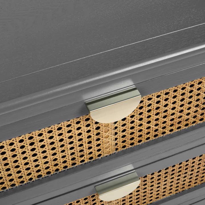 39F Inc. - Wholesale Cabinet - Gray 3-Drawer Cabinet with Natural Rattan Fronts14